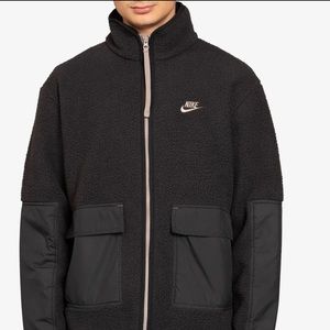 Nike Sportswear Jacket Sherpa Fleece Mens Size XL Black Full Zip DD5021-010 NEW